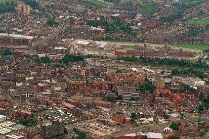 View across Wakefield looking at Wakefield's prison in 1998