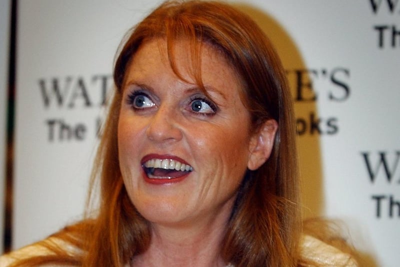 The Duchess of York signs copies of her new book at Waterstones bookshop.