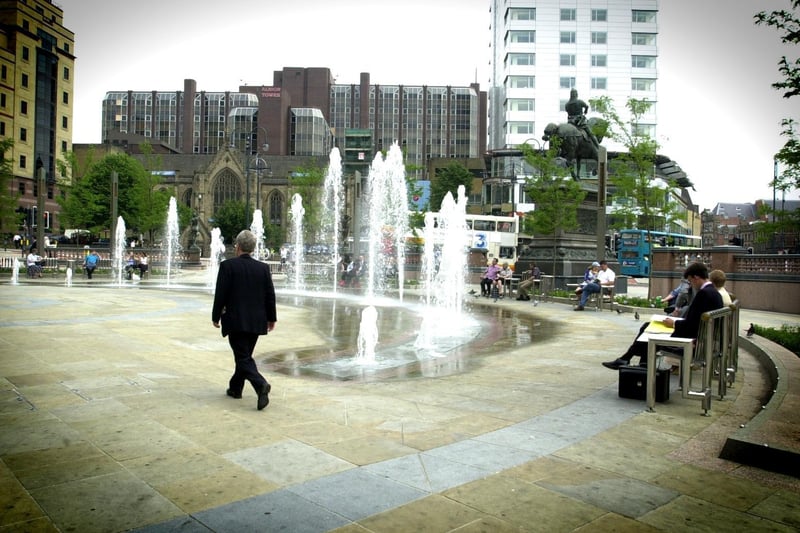 The water fountain was making a splash in City Square.