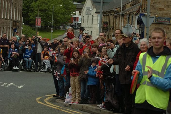 Parker Lane was full of crowds waiting to see the Olympic Torch.