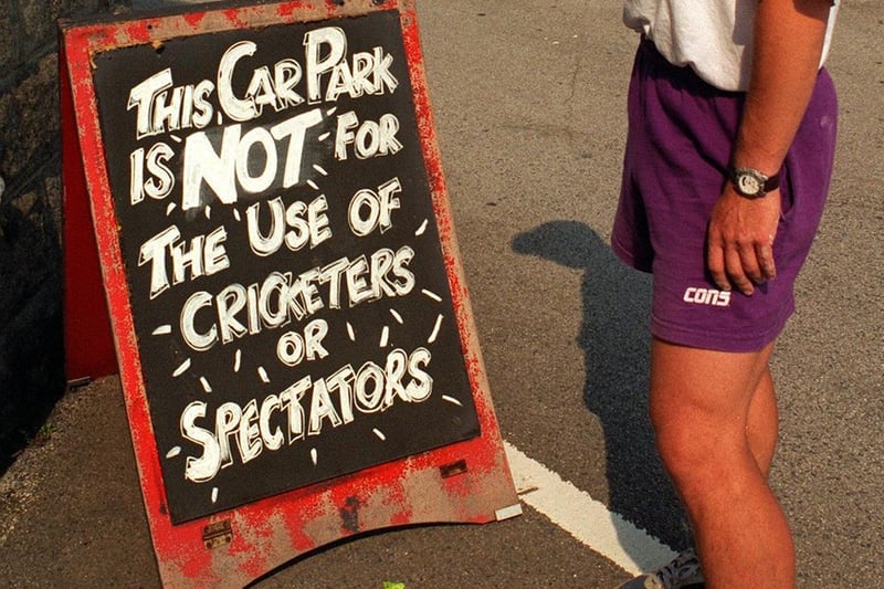 The no-nonsense sign in the car park of The Fox pub pictured in July 1996.