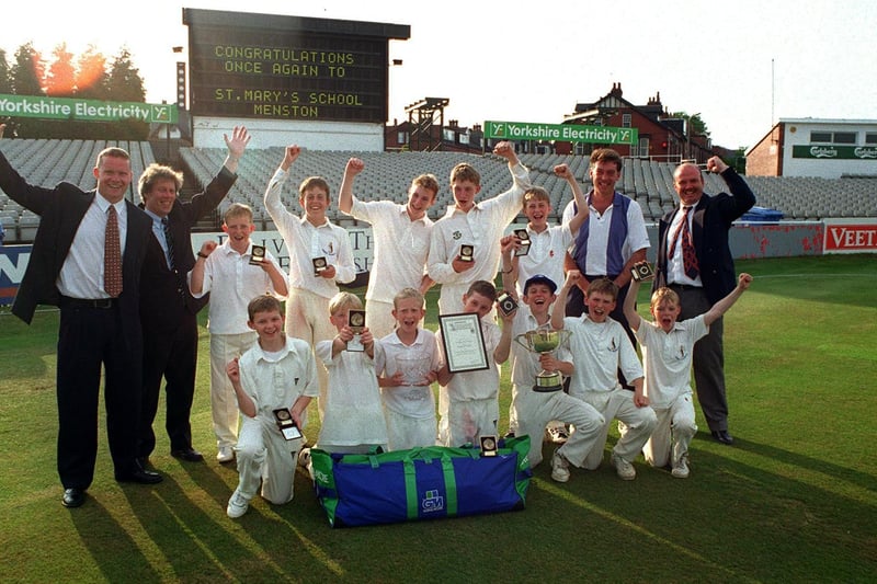 The winners of the Yorkshire Post Schools cricket challenge final, St. Mary's, Menston. Pictured in July 1996.