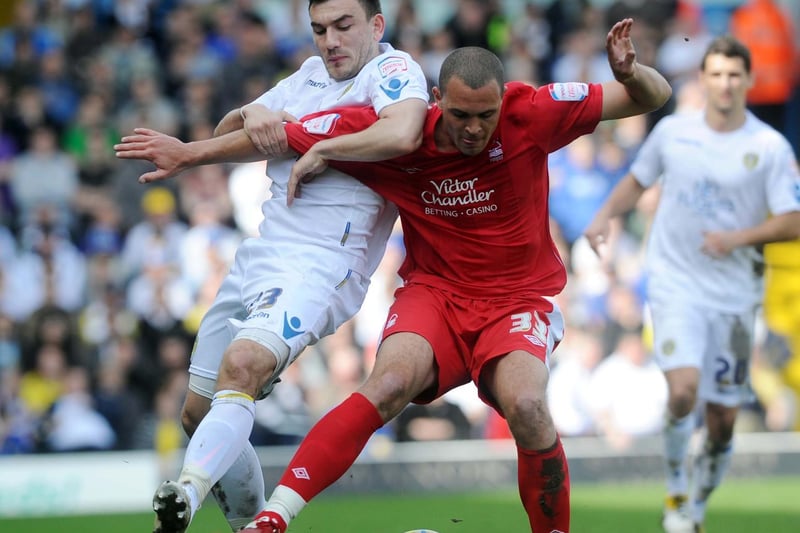 Robert Snodgrass battles for the ball with Nottingham Forest's Joel Lynch.