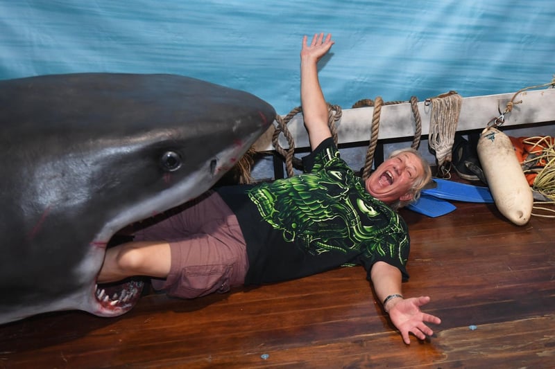 There is an opportunity for people to have a photo inside the shark from Jaws, lying between the shark's death.