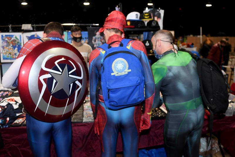 Many fans dressed up in full costume for the event - including Captain America pictured here