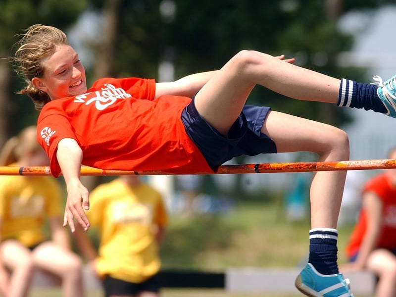 Chelsea Dawson from Wakefield is pictured clearing the high jump bar.