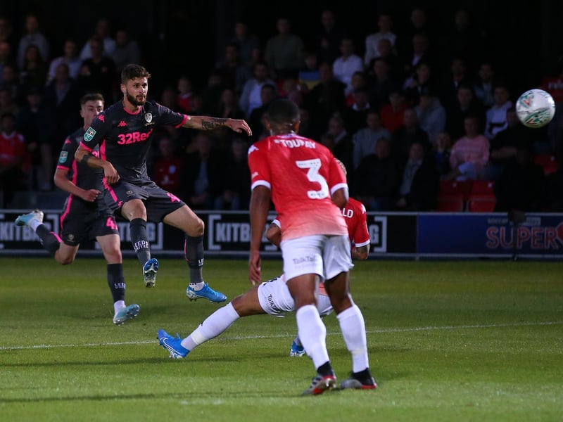 Mateusz Klich fires home Leeds United's third goal.