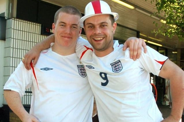England V Paraguay on June 10 2006 - Nick and Jonny celebrate the 1-0 win.