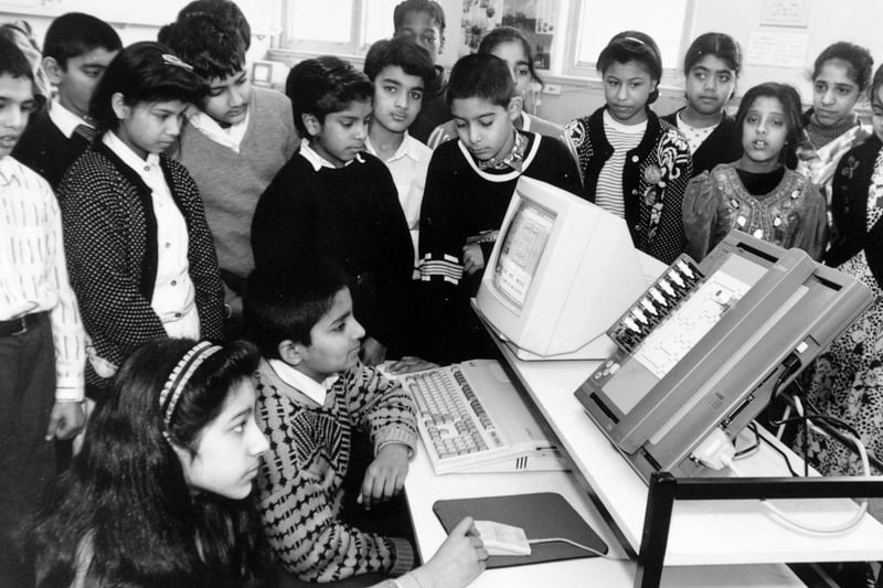 Pupils in a computer class at Harehills Middle School in January 1992.