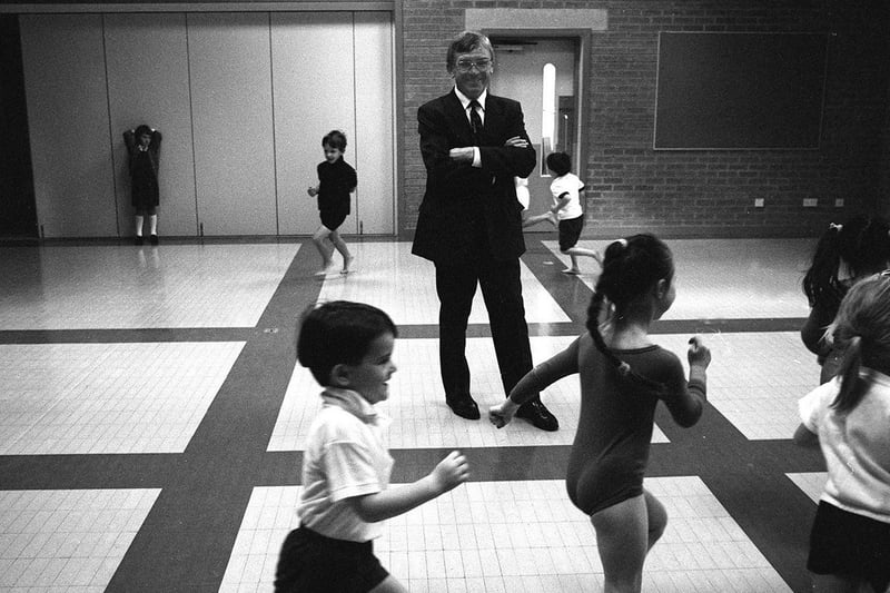 Headteacher Alan Padden with some of the pupils in the assemble hall at Adel Primary in 1992.