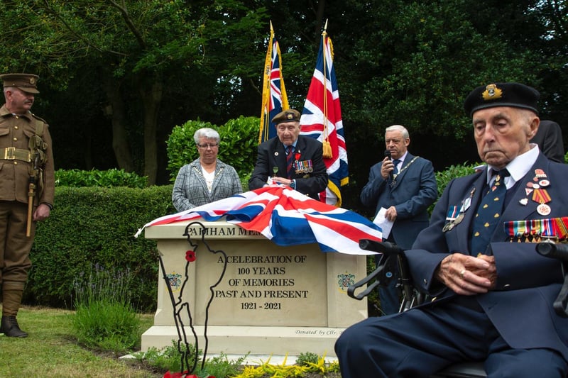 Padiham's Memorial Park was the setting for a special ceremony to present Mr Bob Clark with a Freedom of the Town honour and unveil a stone to celebrate the park's 100th birthday (photo by Naz Alam)