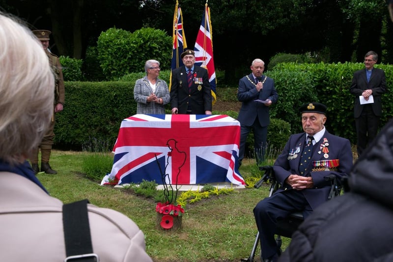 Padiham's Memorial Park was the setting for a special ceremony to present Mr Bob Clark with a Freedom of the Town honour and unveil a stone to celebrate the park's 100th birthday (photo by Kev Furber)