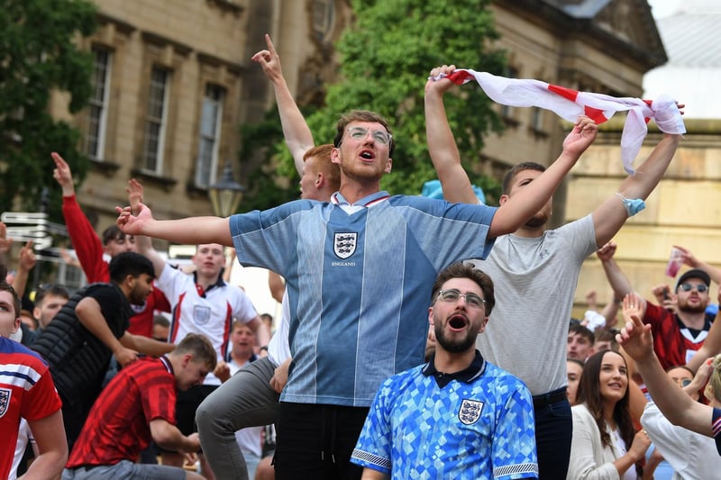 Football fans watching the England v Germany match
