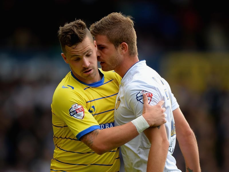 Gaetano Berardi confronts Sheffield Wednesday's Chris Maguire during the Championship clash at Elland Road in October 2014.