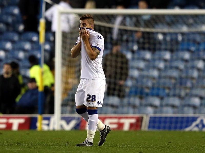 Gaetano Berardi reacts after the Championship clash against Blackburn Rovers at Elland Road in October 2015. The Whites lost 2-0.