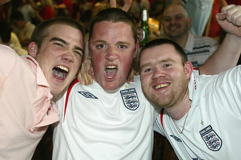 Jordan, Ben and Tom during the England v Trinidad and Tobago world cup football game at Barracuda, Halifax back in 2006.