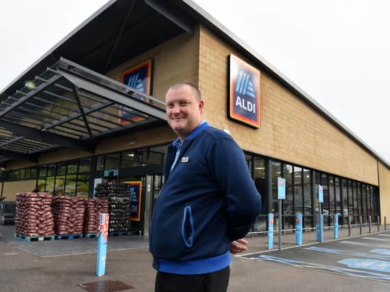 Store Manager Duncan McIlwraith at the new look Aldi in Garstang following its transformation