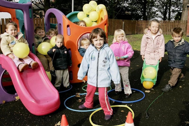 Children from Wakefield College Nursery taking part in the Toddle Waddle in 2004.