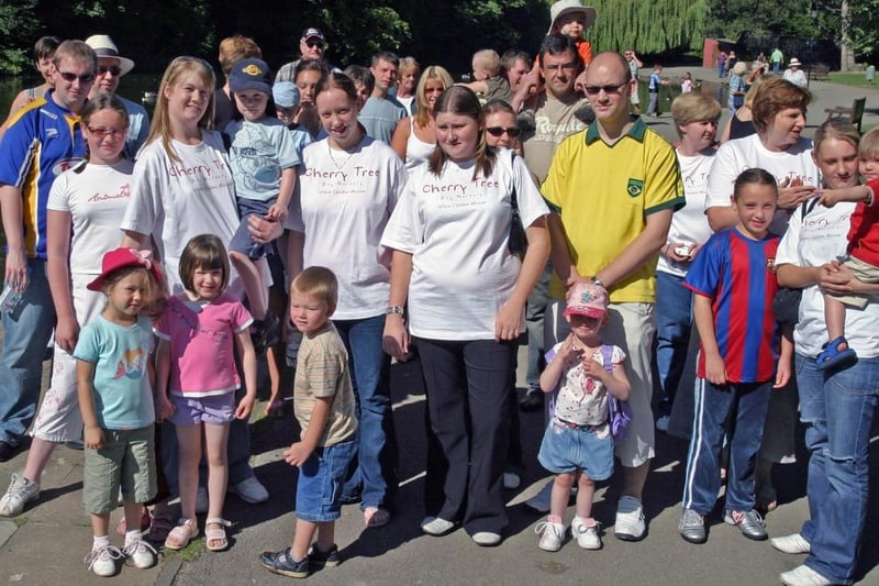 Cherry Tree Nursery Sponsored Walk in 2005. Supporters come out to Thornes Park to take part in the fundraising event to raise money for Cancer Research.