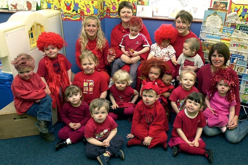 Big Hair day at Holy Trinity day nursery in aid of Comic Relief in 2005.