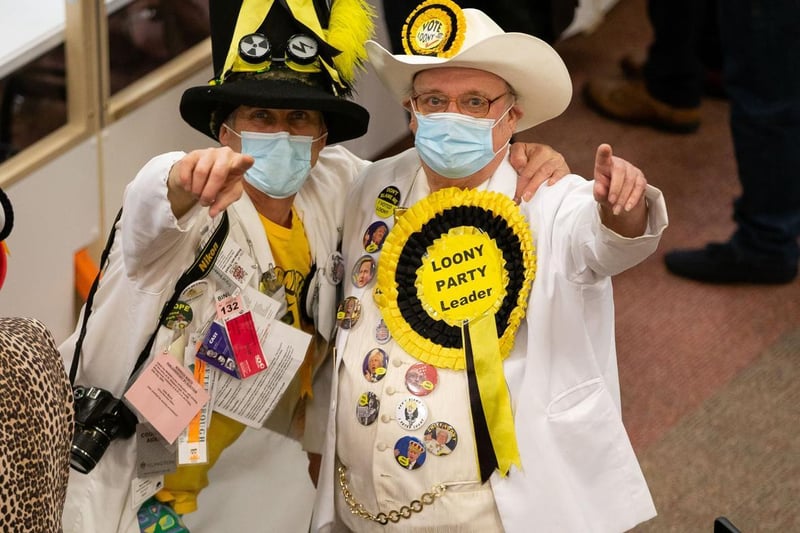 The Monster Raving Loony Party team pose for the camera