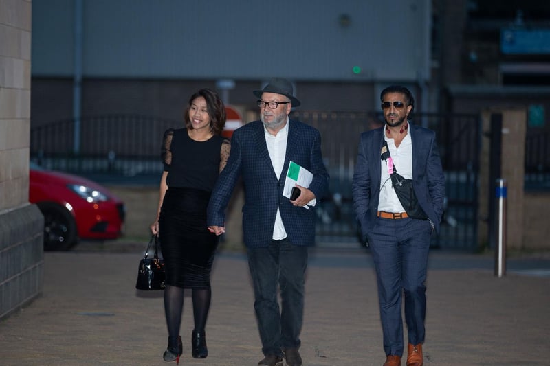 George Galloway arrives at the Batley and Spen by-election count