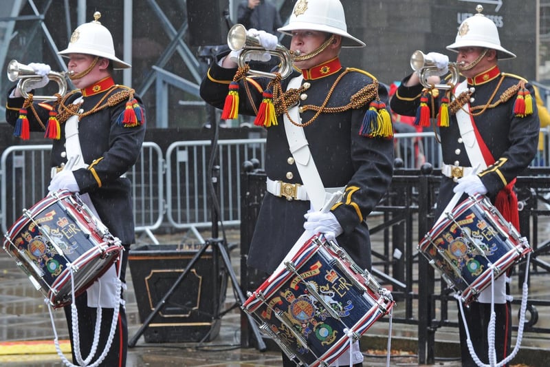 Members of the Corps of Drums Her Majesty Royal Marines