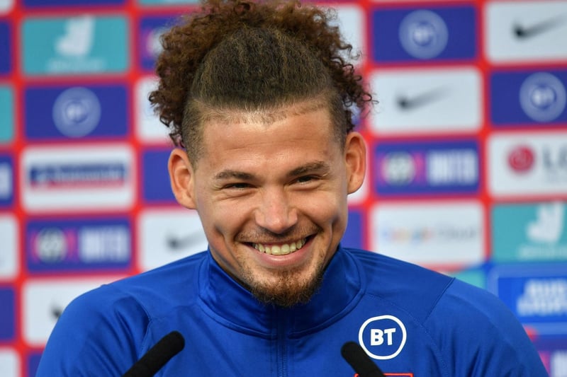 Phillips is all smiles during an England press conference ahead of the last 16 clash against Germany.