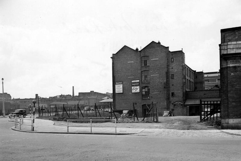 Mabgate looking north on to New York Road in Septwember 1951. Cohen and Wilk's clothing factory can be seen.