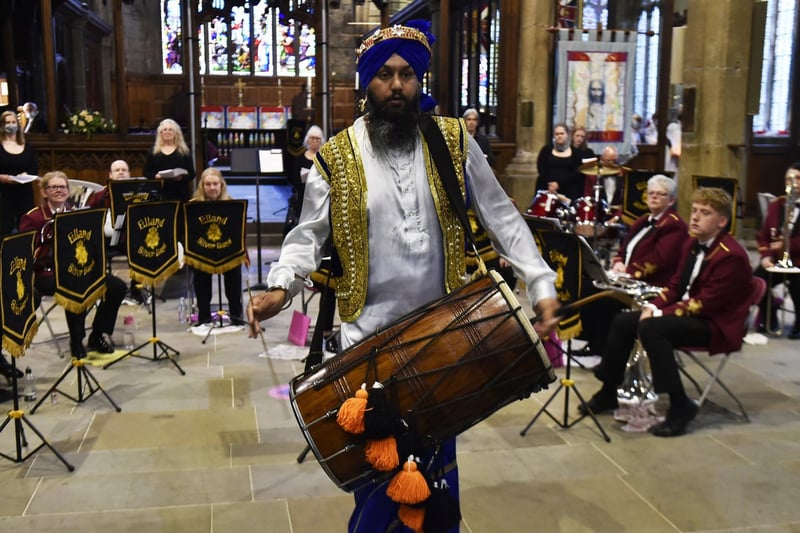 Drummers performed as part of the service