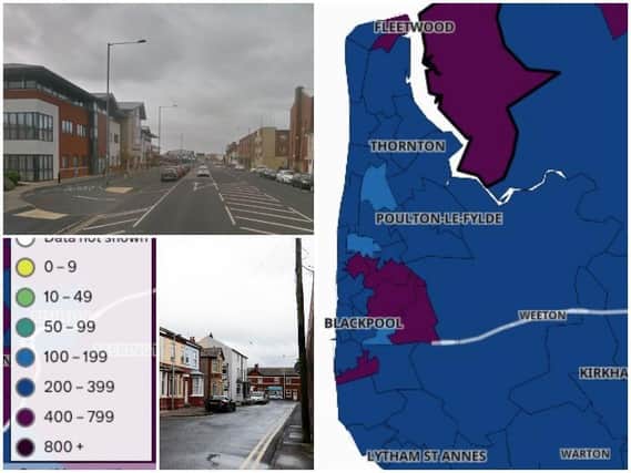 These are the areas of Blackpool, Fylde and Wyre with the highest infection rates in the last week