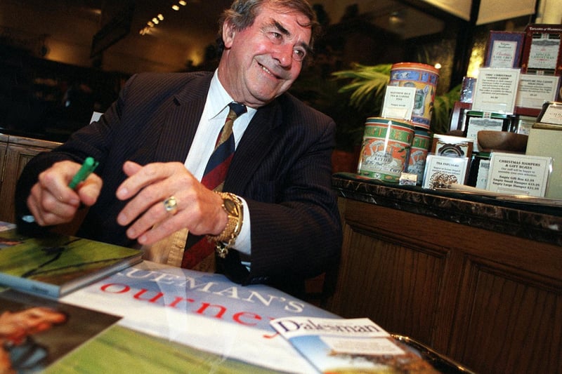 Cricket legend Fred Trueman visited Betty's Tea Rooms in October 1998 to launch his new book Dales Journey.