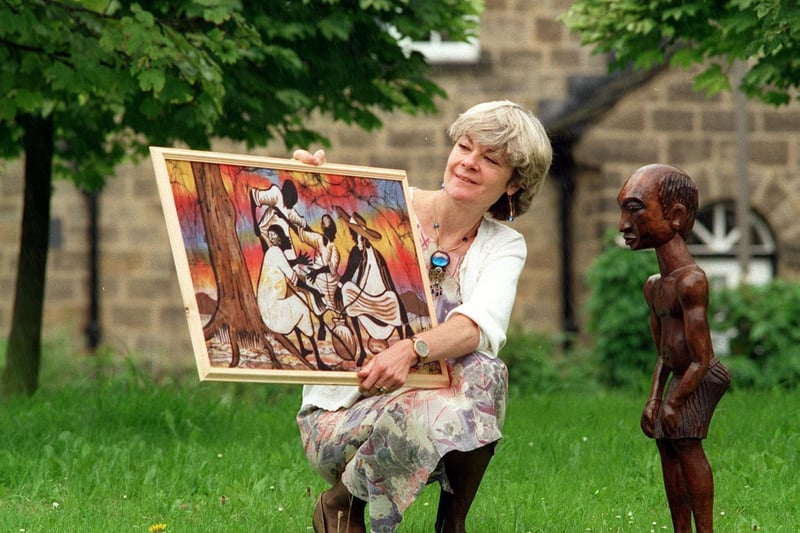 Sara Chesters Dench, owner of the African Art Company in Ilkley with some  recent artefacts .