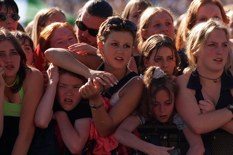 Pop fans at the front of the stage in July 1997.