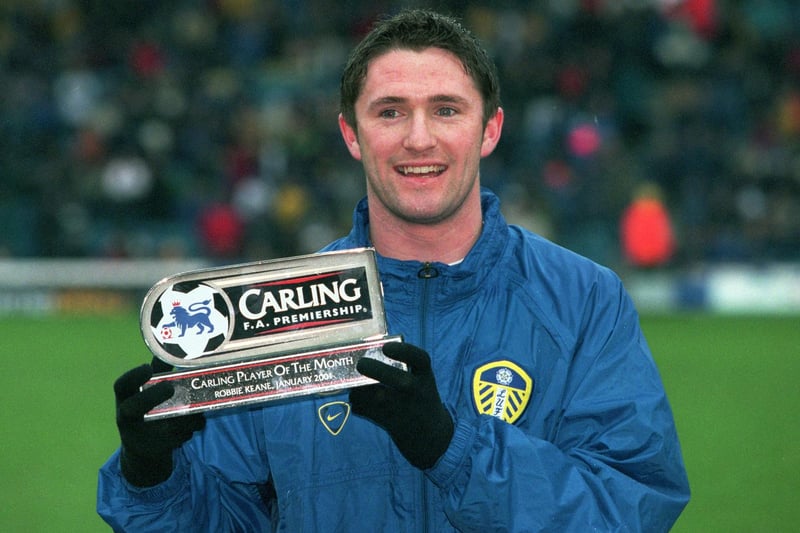 Republic of Ireland international forward Robbie Keane signed for Leeds in a deal worth around £12m in May 2001 having initially joined on loan from Inter Milan. Photo by Laurence Griffiths /Allsport via Getty Images.