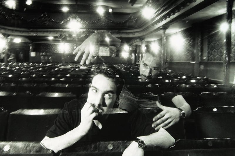 City Varieties stage manager Jason Salvin feels a presence during a break in dress rehearsals for Dick Whittington in December 1993.