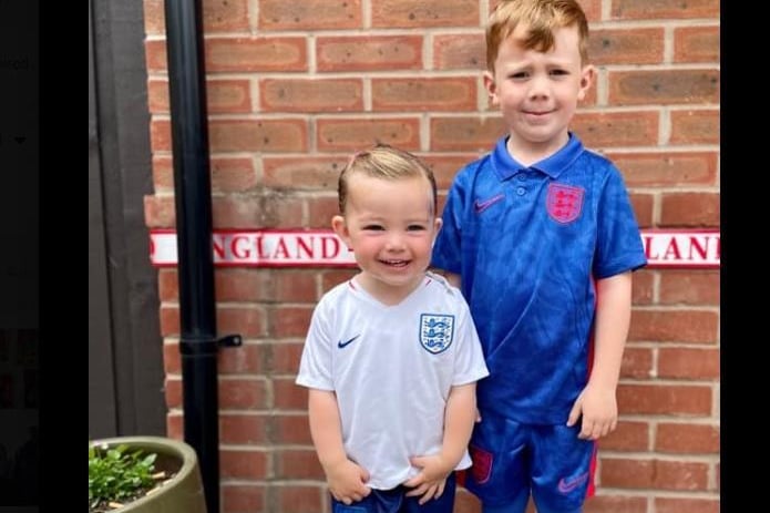 Paige Wilby shared her two little footballers.