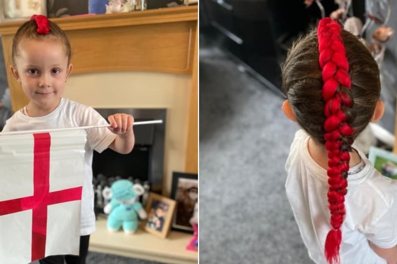 Roxanne Smith said: "My little girl sporting her red hair to support England."