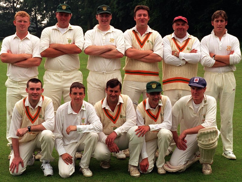 New Farnley CC in July 1997. Back: Kevin Page, Simon Lindsay, Craig Russell(capt), John Storey, Ian Swarbreck, and Jim Metcalfe. Front: Noel Bullock, Ryan Robinson, Ian Bell, Gary Simpson, Richard Good.