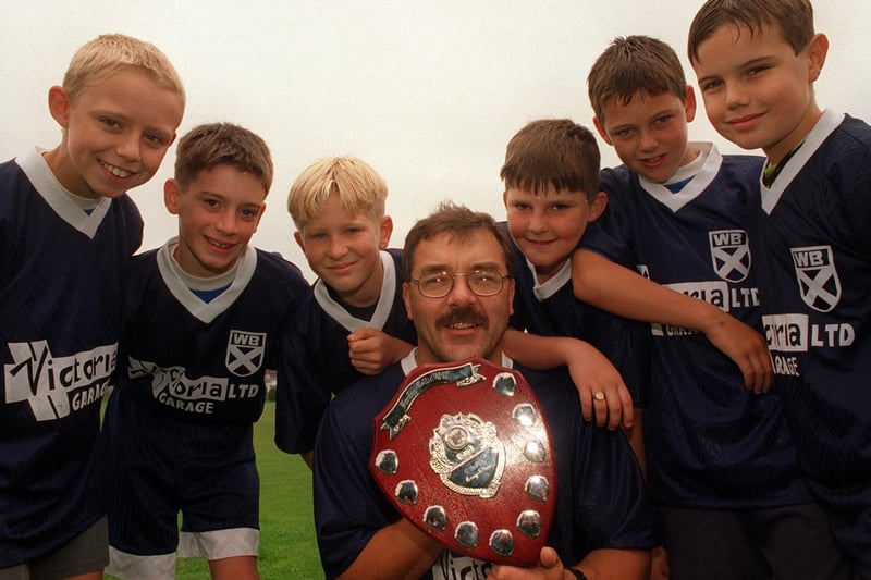 Wortley Boys U-11s who won a six-a-side tournament at Farsley Celtic in August 1997. Pictured, from left is Craig Bower, Adam Karran, Daniel Petty, Bryan Underhill (coach), Jonathan O'Connell, Luke Underhill, Chris Fennelly.