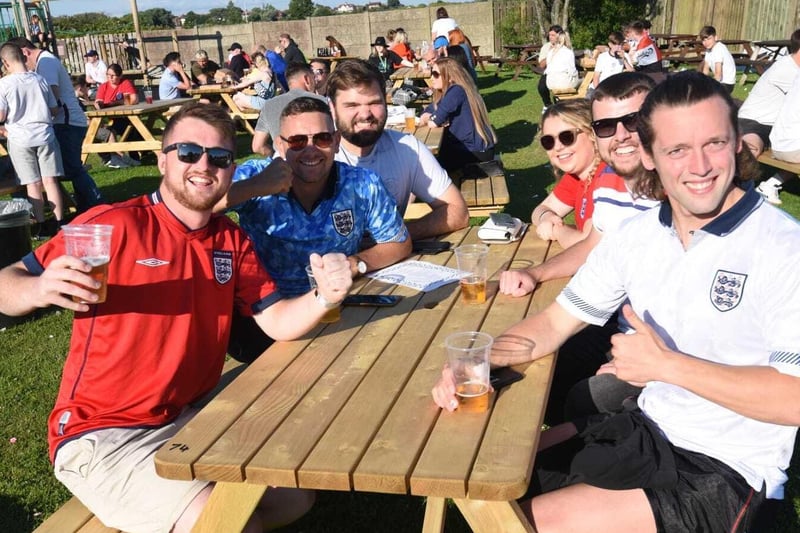 As fans speculated ahead of Gareth Southgate's pre-match team announcement the DJ warmed up the crowds in the beer garden with classic party tunes.