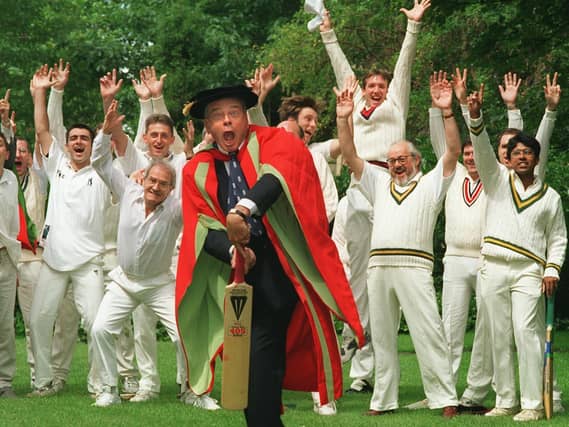 Umpire Dickie Bird celebrated his Honorary Degree at Leeds University with an impromptu cricket match with the staff and students from the University cricket team.