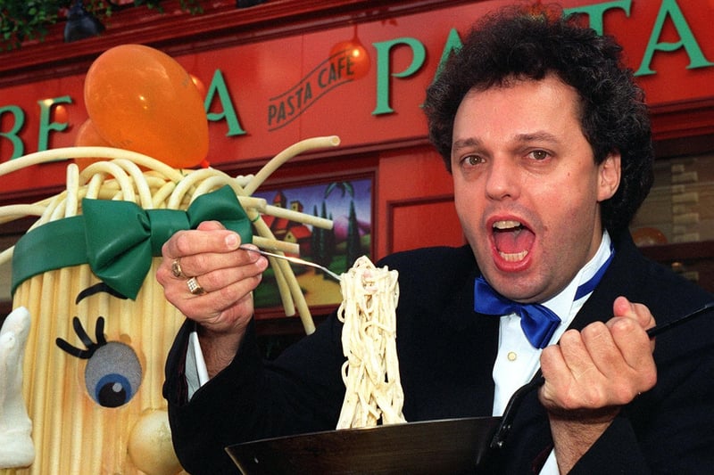 Martin Dominique - Mario Lanza from Stars In Their Eyes -  entertained onlookers with a few popular songs before officially opening new Italian restaurant 'Bella Pasta' on Briggate.