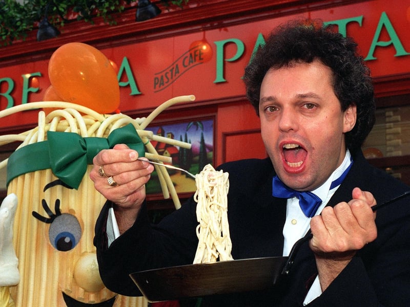 Martin Dominique - Mario Lanza from Stars In Their Eyes -  entertained onlookers with a few popular songs before officially opening new Italian restaurant 'Bella Pasta' on Briggate.