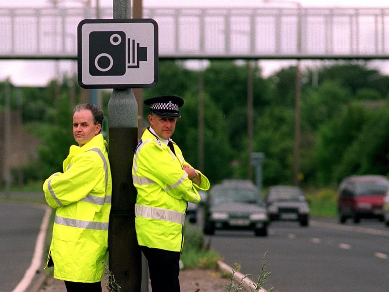 Speed cameras were installed on Stanningley Bypass. Pictured is Coun Eamonn McGee of Leeds City Council and Inspector Mike Broadbent of West Yorkshire Police.