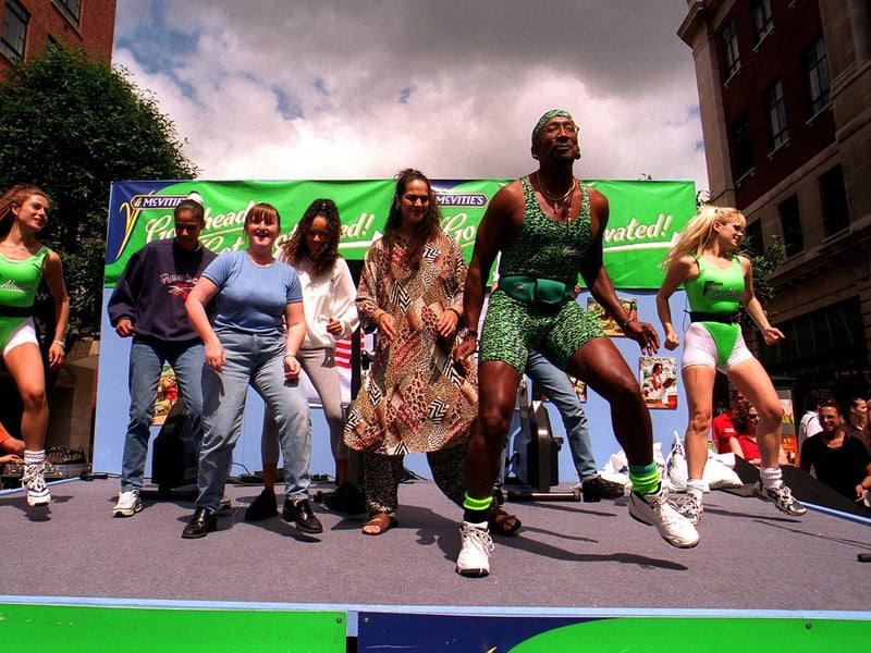 Mr Motivator gets the public on their feet during his visit to Dortmund Square.