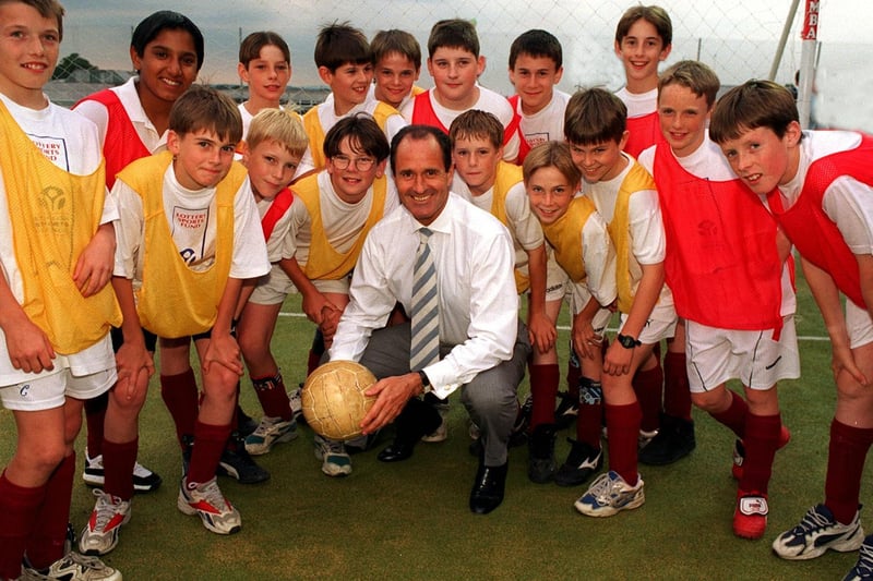 Leeds United manager George Graham opened a new all-weather pitch at Boston Spa School.