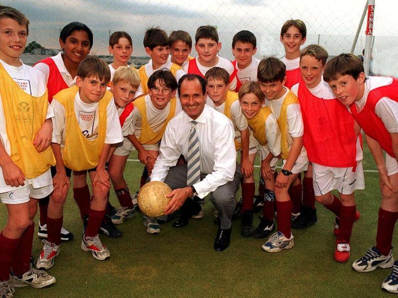 Leeds United manager George Graham opened a new all-weather pitch at Boston Spa School.