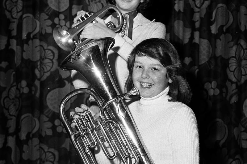 Members of  Ashton's Trinity Girls Band pictured in 1976