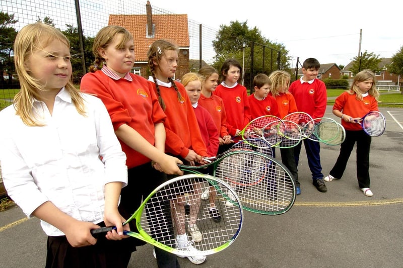 Hawsker Primary School pupils receive tennis coaching at Eskdale School.